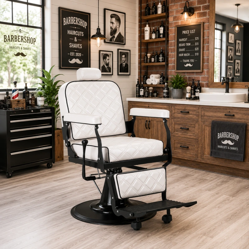 BARBERSKE KRESLO CARLOS EXTRA Pearl