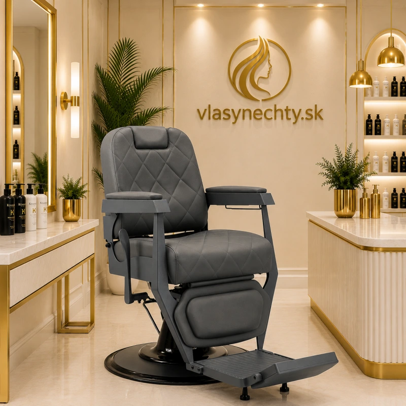 BARBERSKÉ KRESLO Gabbiano Bruno –grafitové so sivou základňou