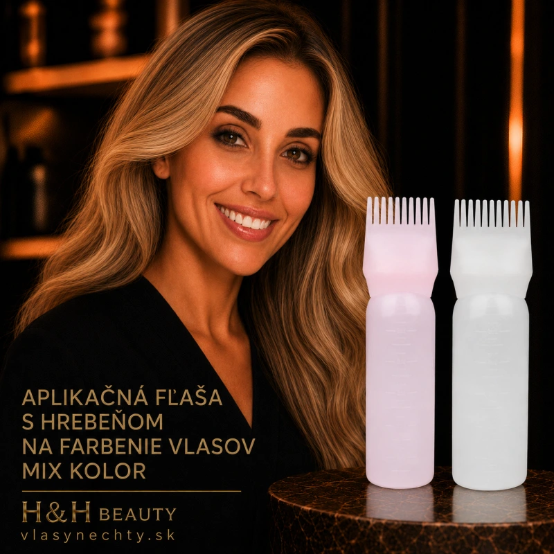 APLIKAČNÁ FĽAŠA S HREBEŇOM NA FARBENIE VLASOV MIX KOLOR