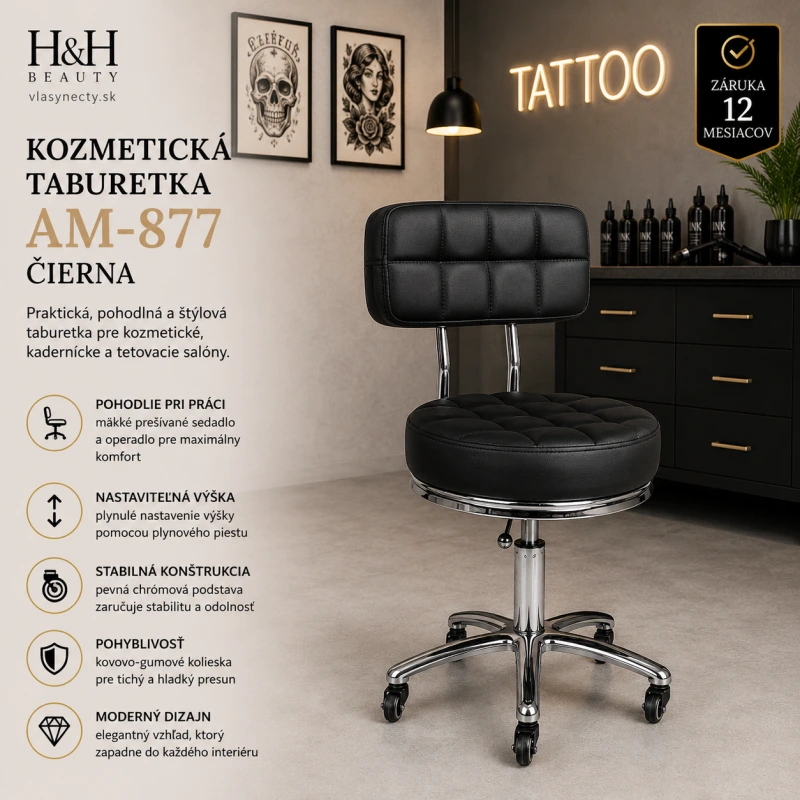 KOZMETICKÁ TABURETKA AM-877 čierna