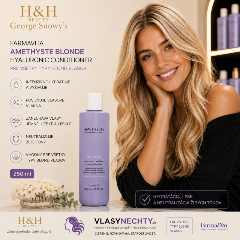 Farmavita AMETHYSTE BLONDE Hyaluronic Conditioner pre všetky typy blond vlasov 250ml