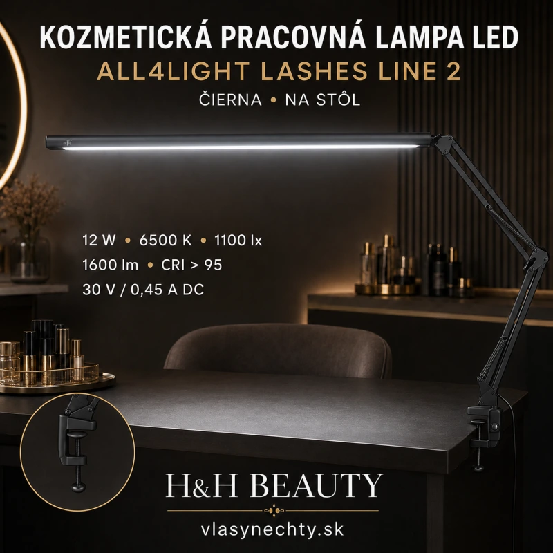 KOZMETICKÁ PRACOVNÁ LAMPA LED ALL4LIGHT LASHES LINE 2 ČIERNA NA STÔL