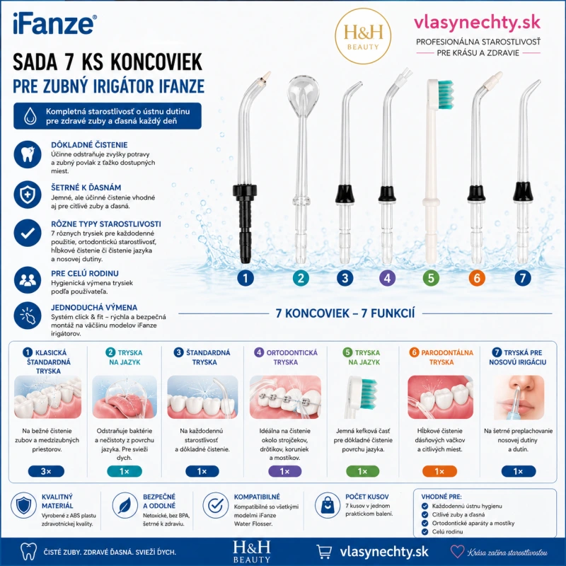 Tipy na irigátor zubov iFanze sada 7 kusov