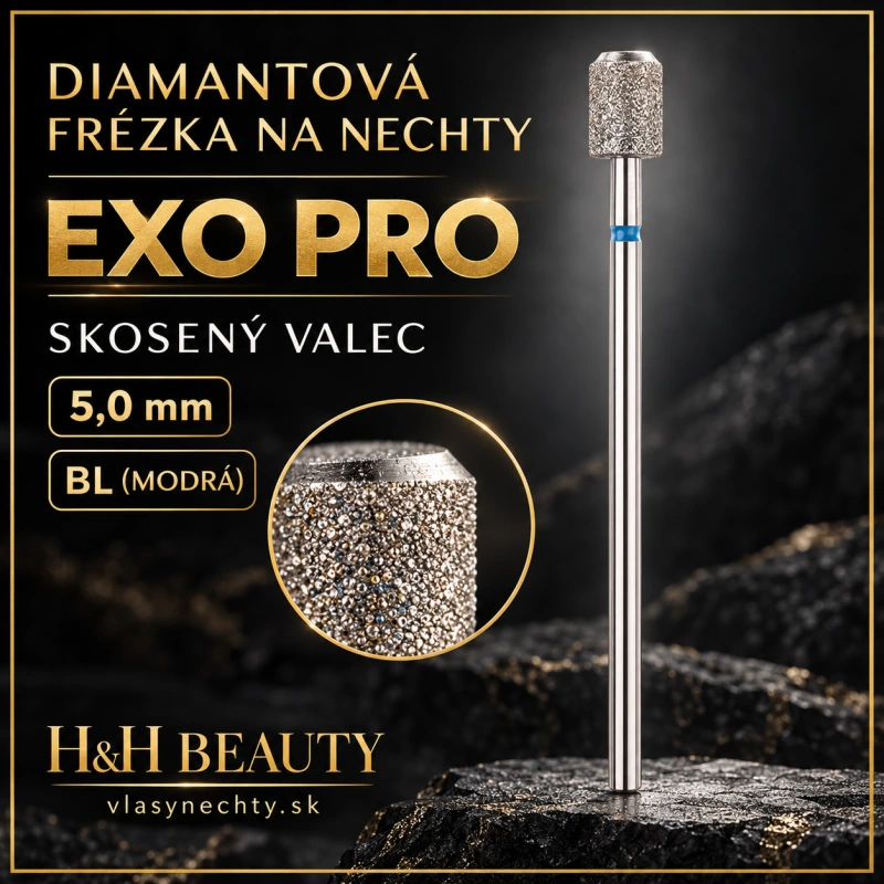 DIAMANTOVÁ FRÉZKA NA NECHTY EXO PRO – SKOSENÝ VALEC 5,0 MM BL (MODRÁ)