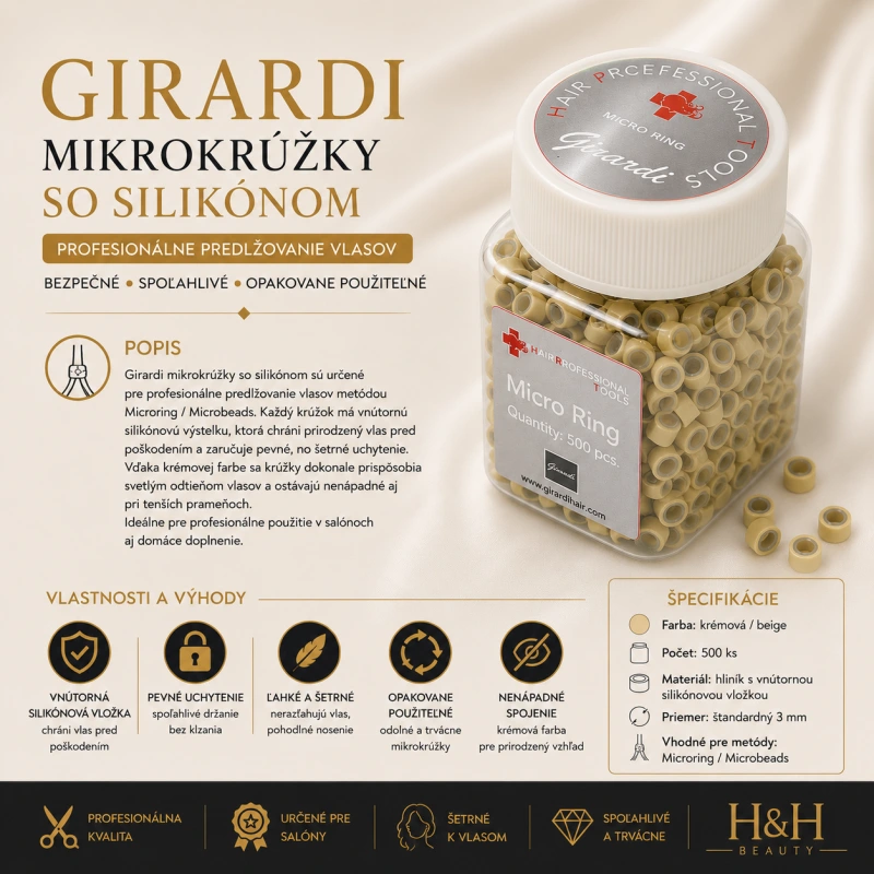 GIRARDI Mikrokružky so silikonom 500 ks - farba krémová
