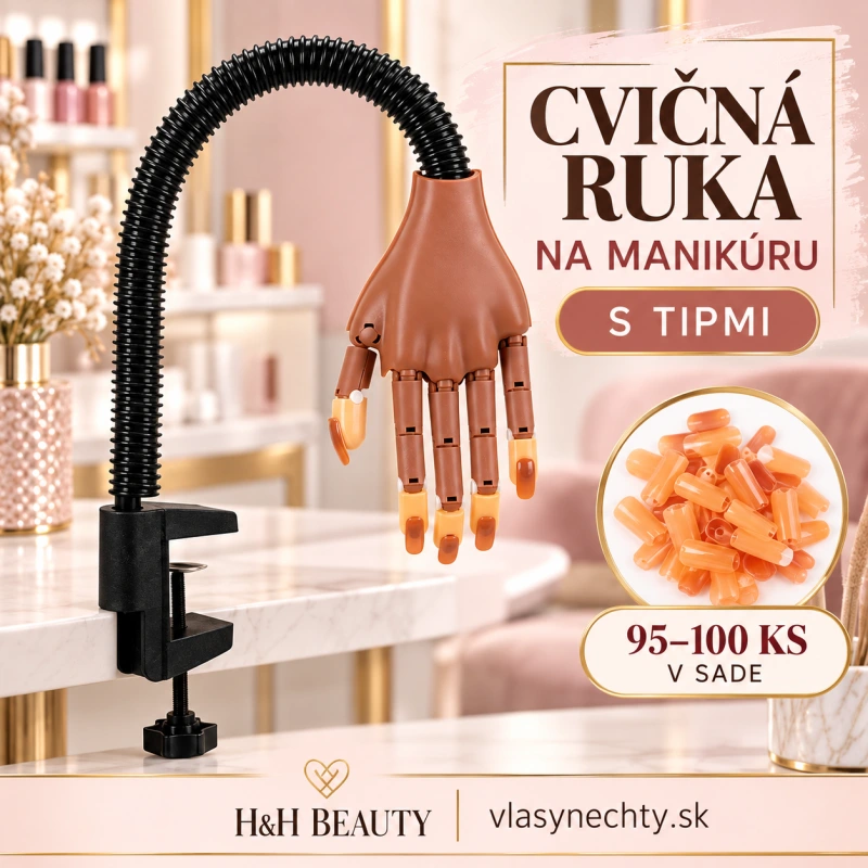 Cvičná ruka na manikúru s tipmi – 95 / 100 ks v sade