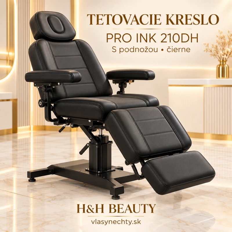 Tetovacie kreslo Pro Ink 210DH s podnožou, čierne