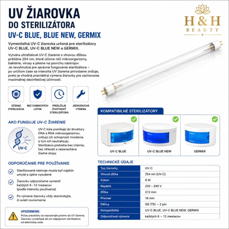 UV ŽIAROVKA DO STERILIZÁTORA UV-C BLUE, BLUE NEW, GERMIX 1