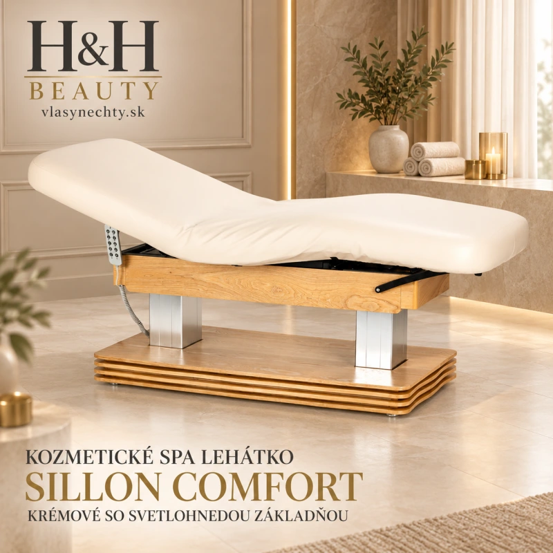 KOZMETICKÉ SPA LEHÁTKO Sillon Comfort krémové s svetlo hnedou základňou
