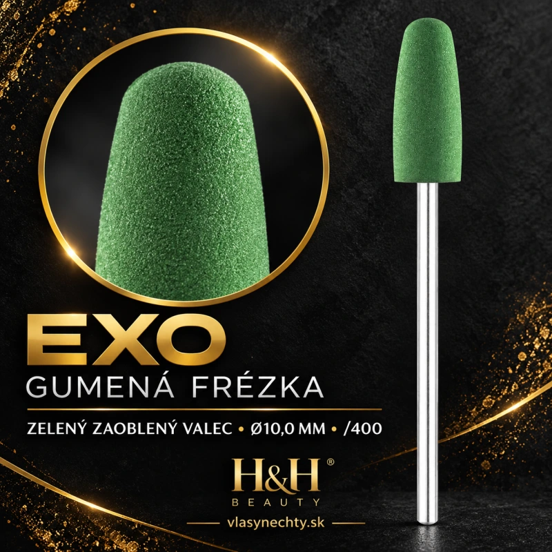 EXO GUMENÁ FRÉZKA NA NECHTY ZELENÝ ZAOBLENÝ VÁLEC Ø10,0MM /400