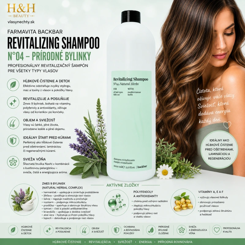 Farmavita BACKBAR REVITALIZING SHAMPOO Č.04 - PRÍRODNÉ BYLINKY 1000ml