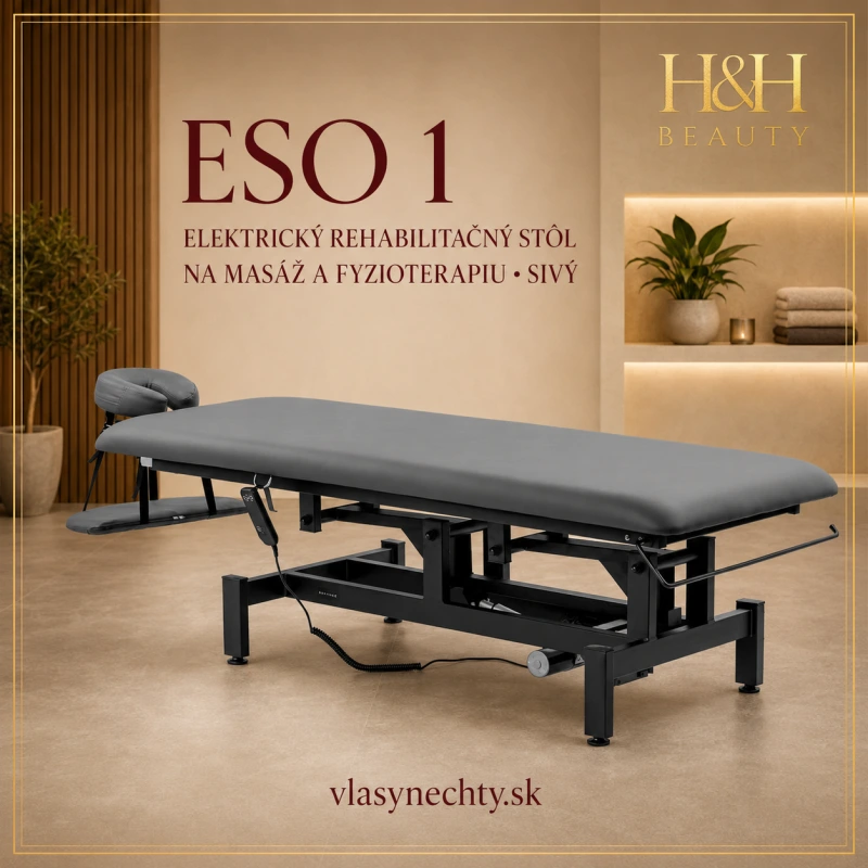 Elektrický rehabilitačný stôl na masáž a fyzioterapiu Eso 1 sivý