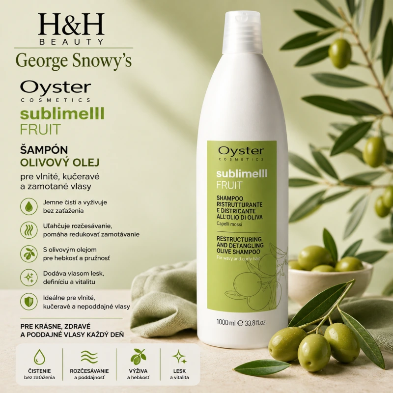 OYSTER Šampón - olivový olej 1000 ml pre vlnité, kučeravé-zamotané vlasy