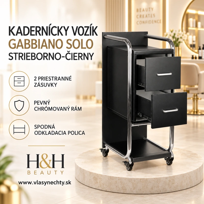 KADERNÍCKY VOZÍK GABBIANO SOLO STRIEBORNO-ČIERNY