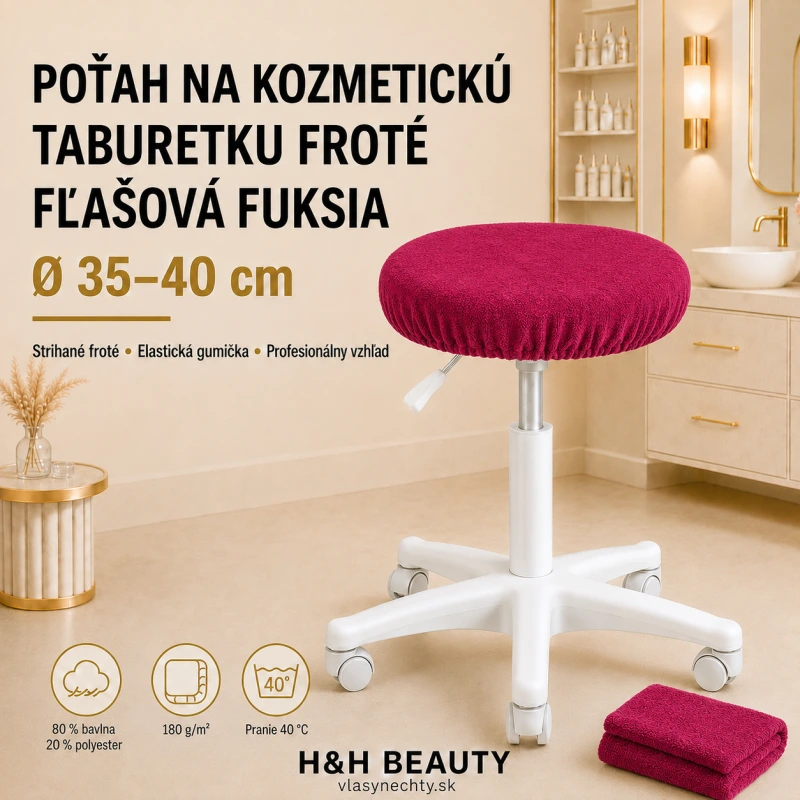 POŤAH NA KOZMETICKÚ TABURETKU FROTE FUKSIA