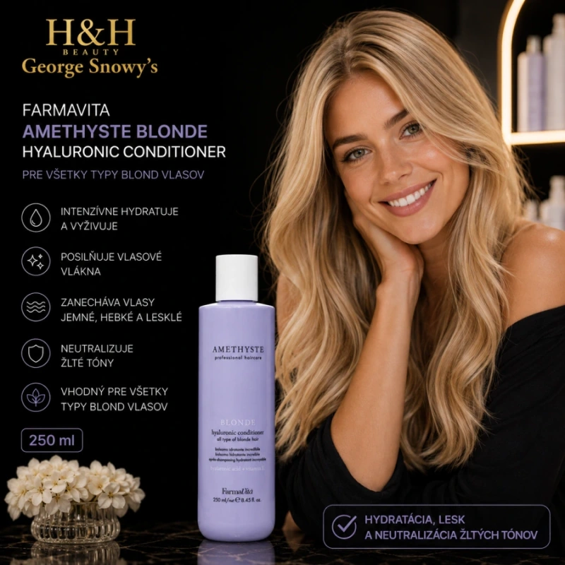 Farmavita AMETHYSTE BLONDE Hyaluronic Conditioner pre všetky typy blond vlasov 250ml 2