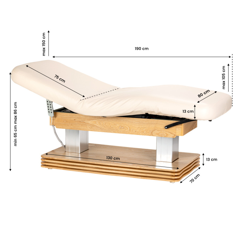 Leżanka SPA Sillon Comfort kremowa z jasnobrązową podstawą 20