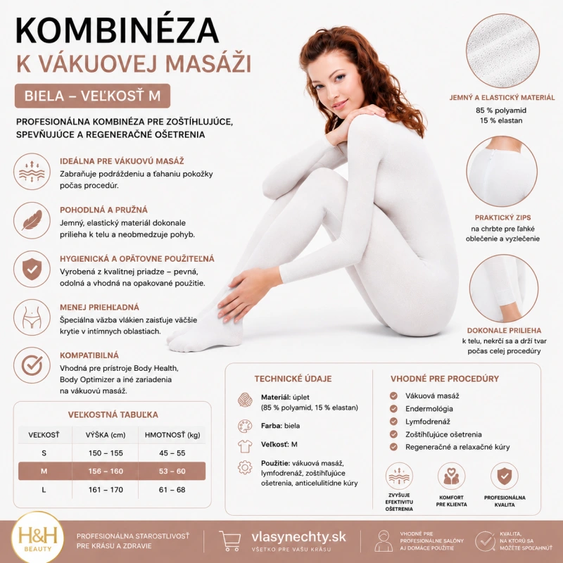 KOMBINÉZA K VÁKUOVEJ MASÁŽI BIELA VEĽOSŤ M