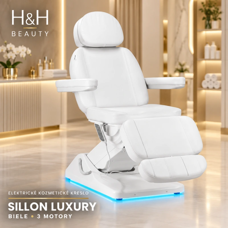 Elektrické kozmetické kreslo SILLON Luxury 3 motory biele