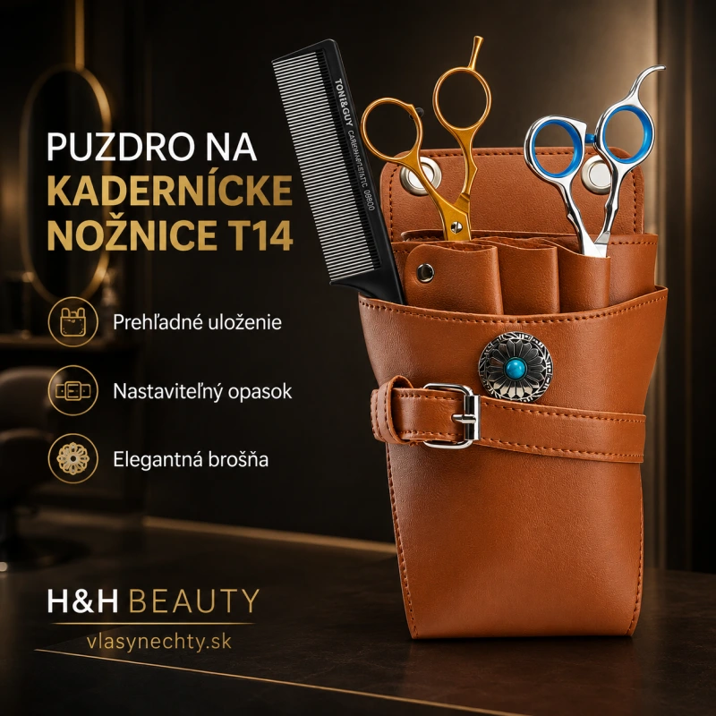 PÚZDRO NA KADERNÍCKE NOŽNICE S OPASKOM T14 HNEDÉ