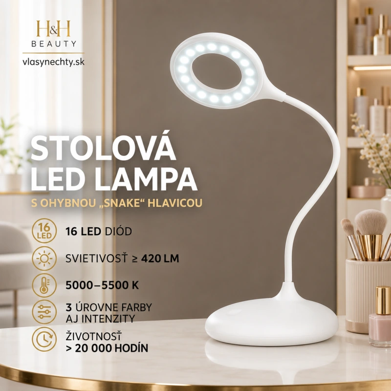 MANIKÉRSKA PRACOVNÁ LED LAMPA NA STÔL SNAKE RING BIELA