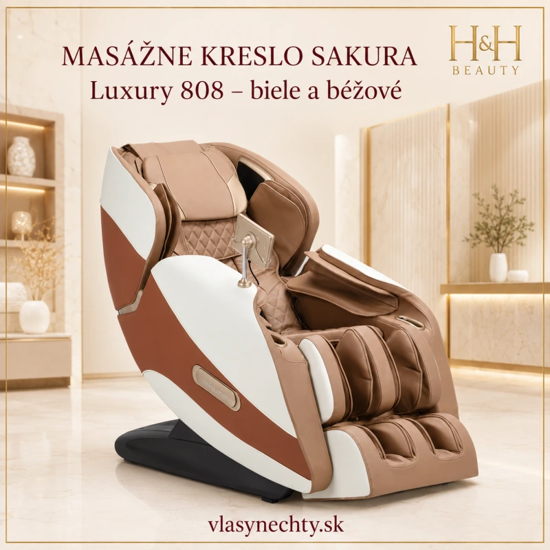 Masážne kreslo Sakura Luxury 808 biele a béžové