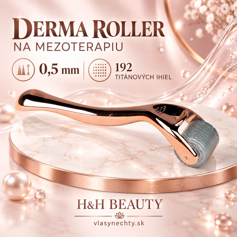 DERMA ROLLER NA MEZOTERAPIU ROSE GOLD 0,5mm 192 TITÁNOVÝCH IHIEL