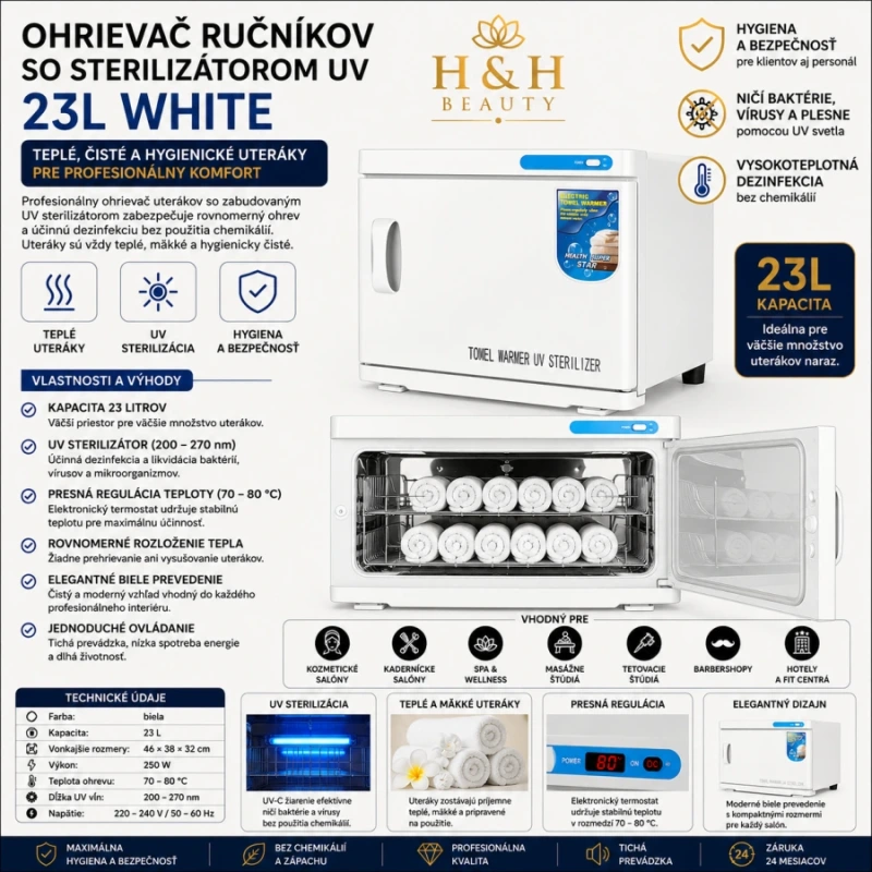 OHRIEVAČ RUČNÍKOV SO STERILIZÁTOROM UV 23L WHITE 4