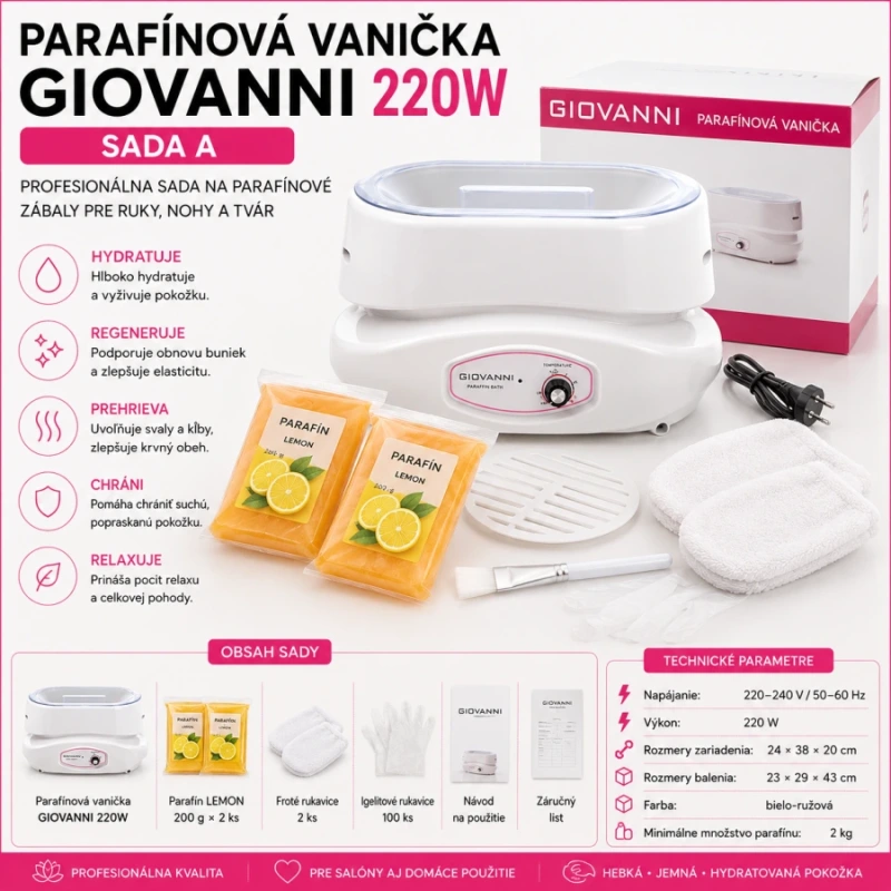PARAFÍNOVÁ VANIČKA GIOVANNI 220W SADA A 2