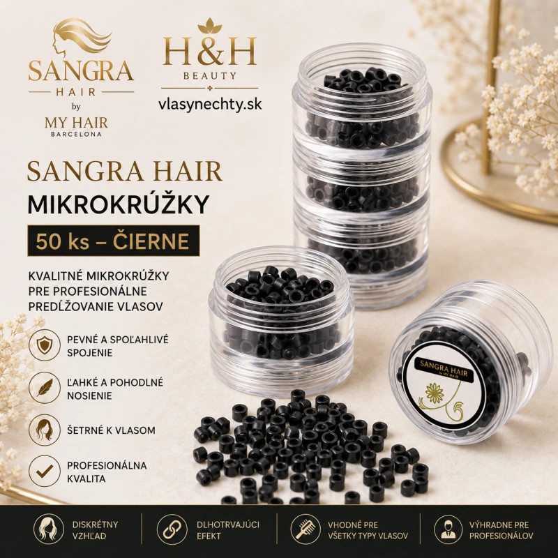 Mikrokružky SANGRA HAIR 50 ks čierne