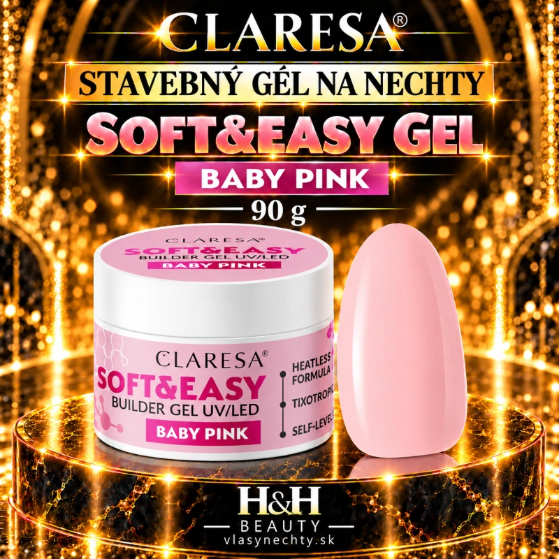 CLARESA STAVEBNÝ GÉL NA NECHTY SOFT&EASY GEL BABY PINK 90G