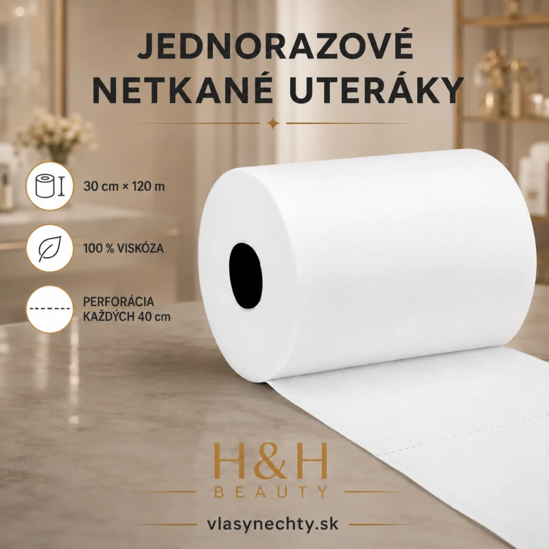 Jednorazové netkané uteráky, rolka 30 cm x 120 m, 100 % viskóza