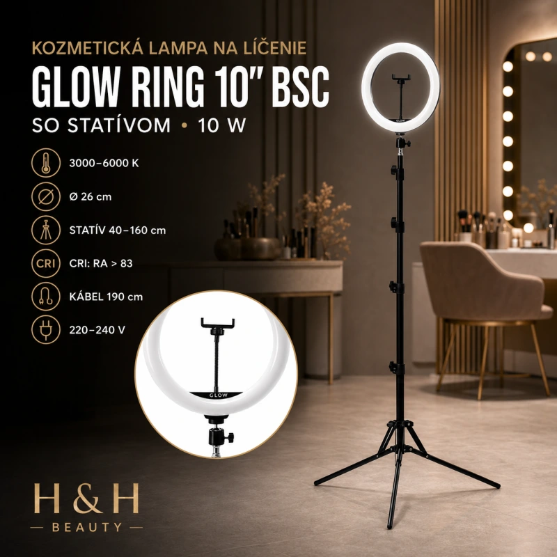 KOZMETICKÁ LAMPA NA LÍČENIE GLOW RING10" BSC SO STATÍVOM 10W