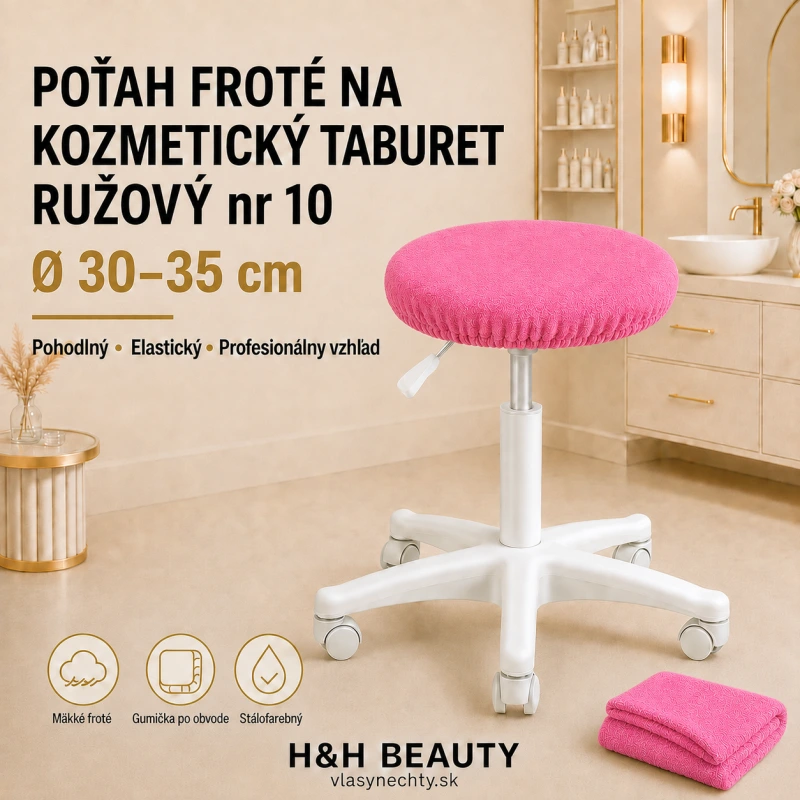 POŤAH FROTÉ NA KOZMETICKÝ TABURET RUŽOVÝ nr 10