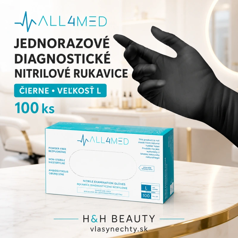 All4med jednorazové diagnostické nitrilové rukavice čierne L