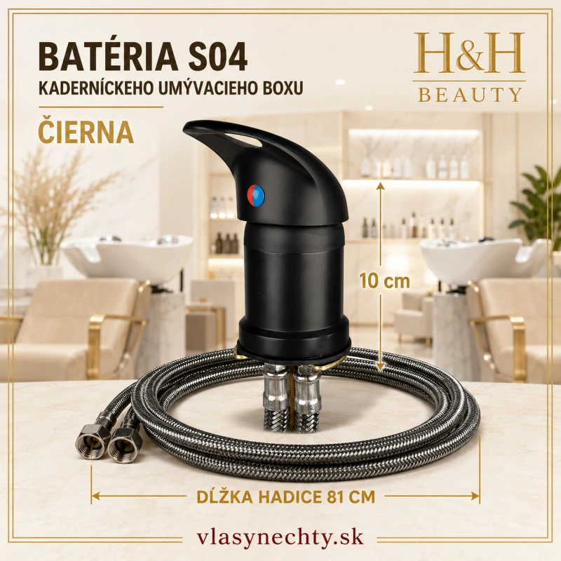 BATÉRIA KADERNÍCKEHO UMÝVACIEHO BOXU ČIERNA S04 - Dĺžka hadice 81 cm