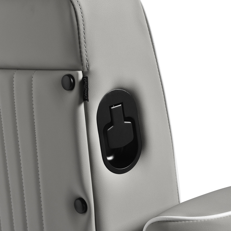 BARBERSKE KRESLO GABBIANO LEVI šedé s čiernym rámom a prešívaním na operadle 13