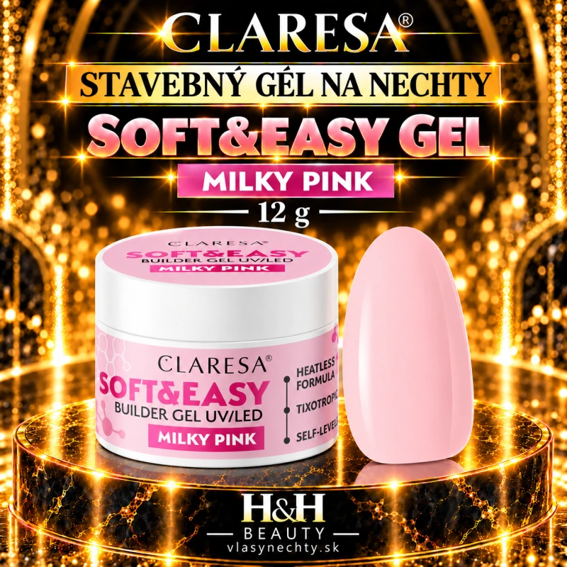 CLARESA STAVEBNÝ GÉL NA NECHTY SOFT&EASY GEL MILKY PINK 12G