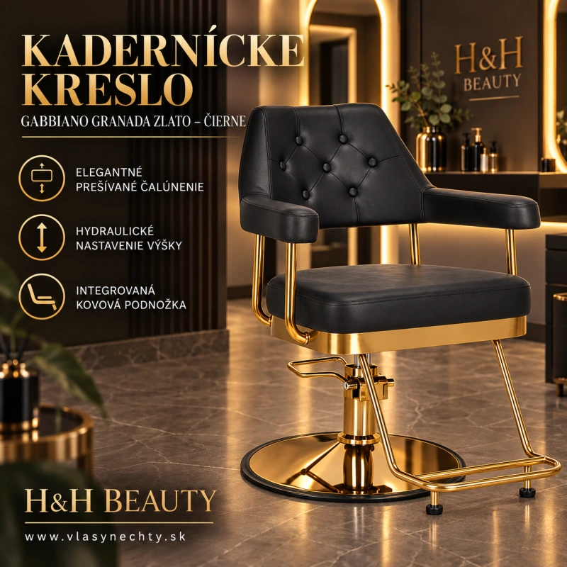 KADERNÍCKE KRESLO GABBIANO Granada ZLATO - ČIERNE