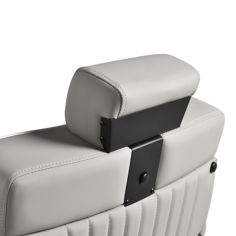 BARBERSKE KRESLO GABBIANO LEVI šedé s čiernym rámom a prešívaním na operadle 5