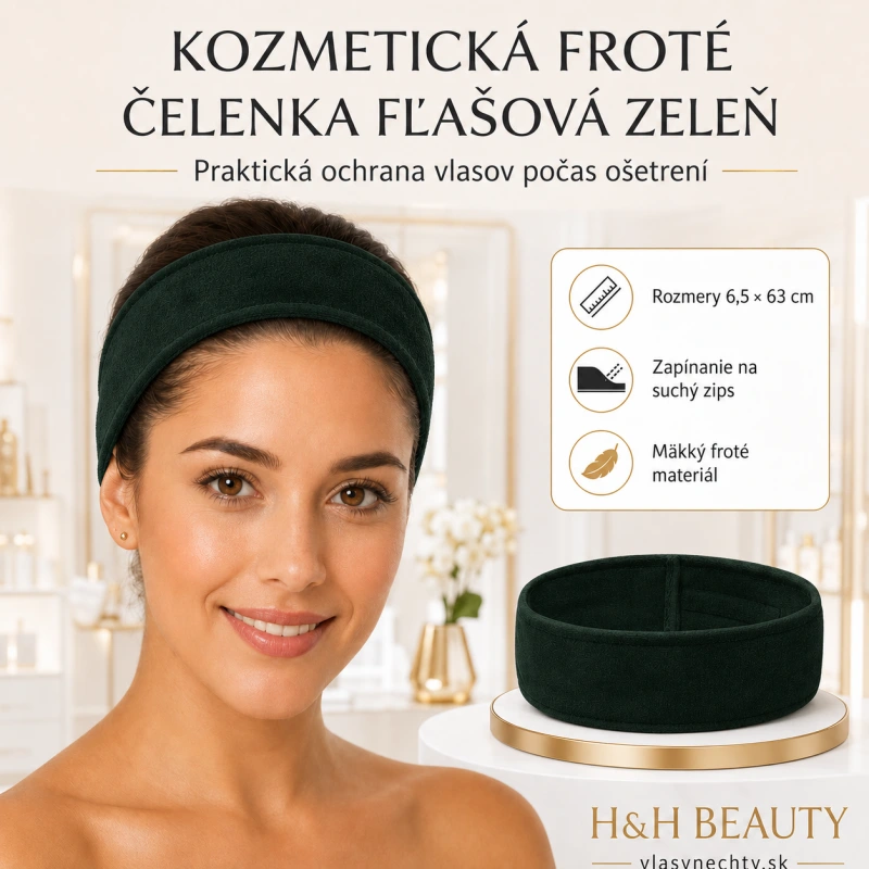 KOZMETICKÁ FROTÉ ČELENKA FĽAŠOVÁ ZELEŇ