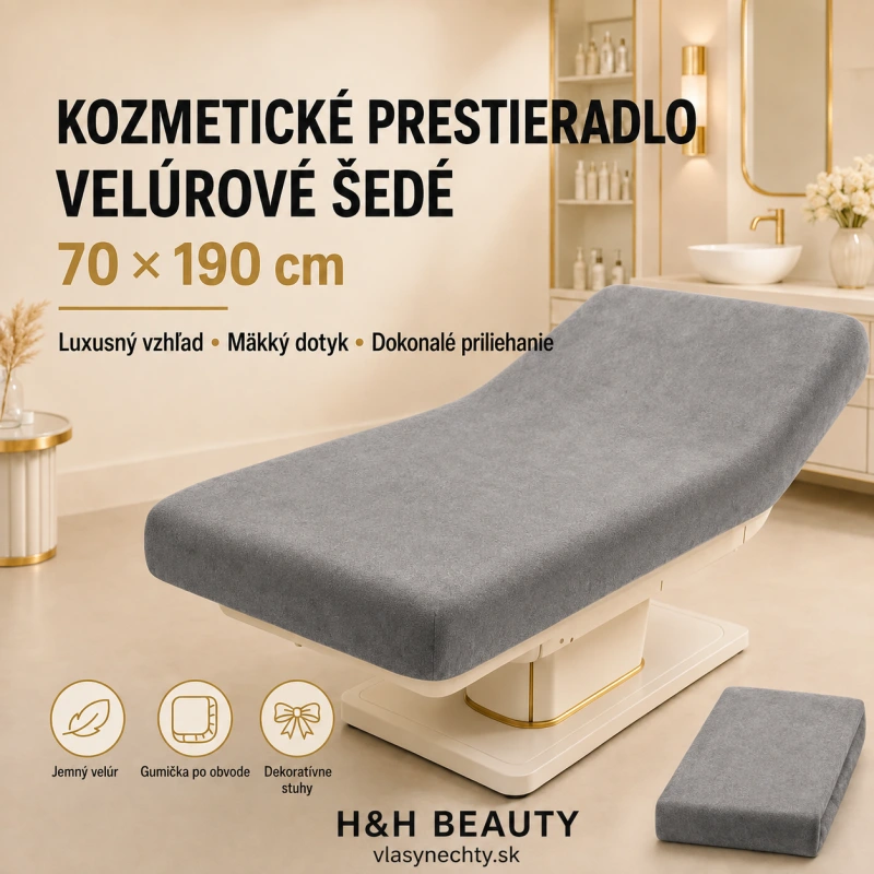 KOZMETICKÉ PRESTIERADLO VELÚROVÉ ŠEDÉ