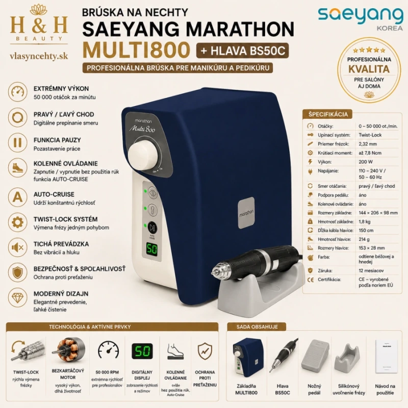 Saeyang Marathon MULTI 800 brúska na nechty BS50C bezuhlíková 11