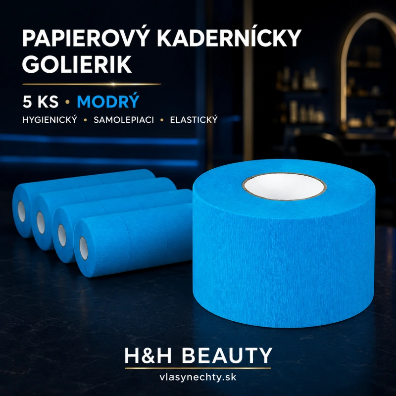 Papierový kadernícky golierik 5 ks – modrý