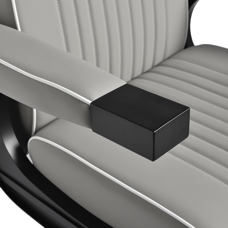 BARBERSKE KRESLO GABBIANO LEVI šedé s čiernym rámom a prešívaním na operadle 9