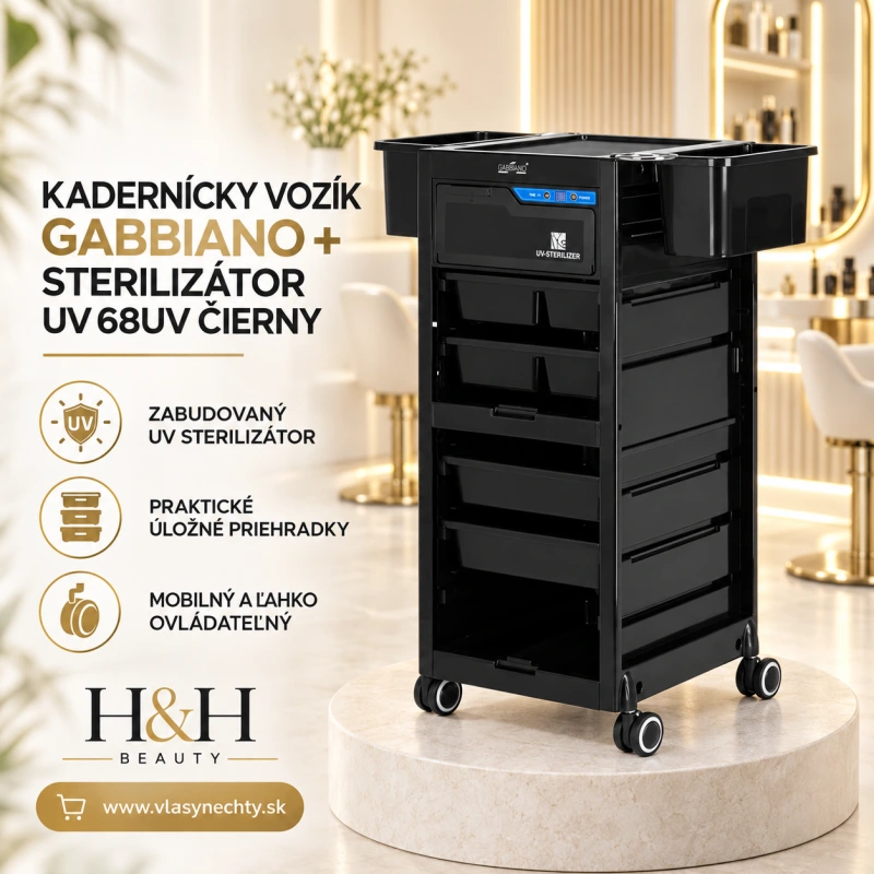 KADERNÍCKY VOZÍK Gabbiano +sterilizátor UV 68UV čierny