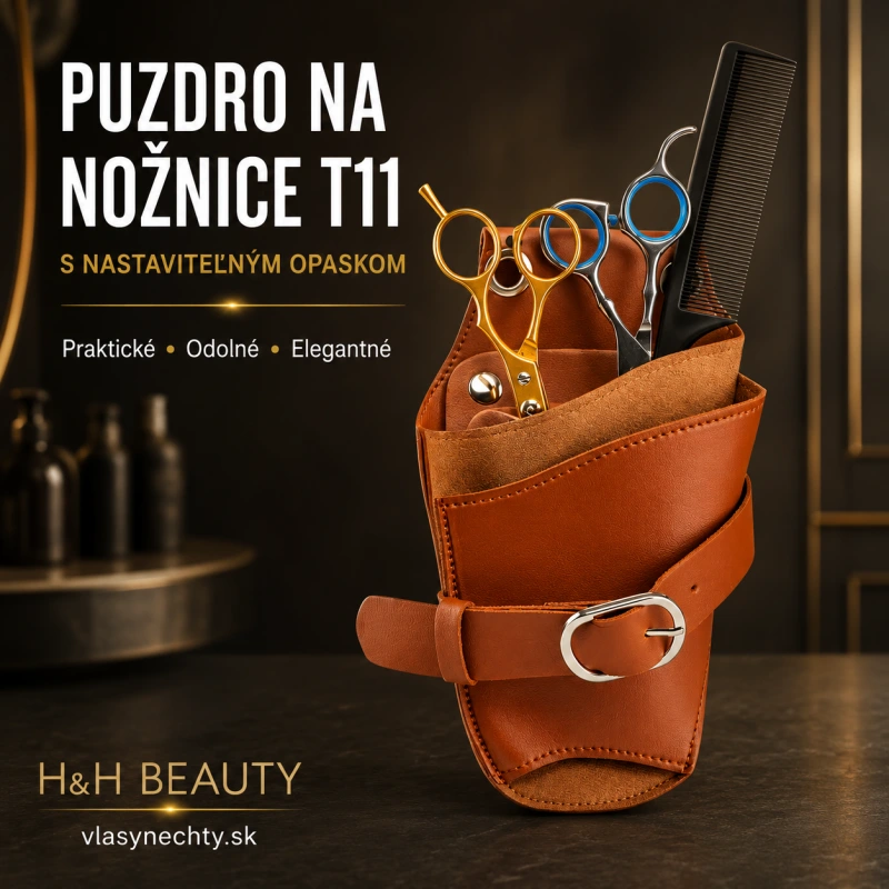 PÚZDRO NA KADERNÍCKE NOŽNICE S OPASKOM T11 HNEDÉ