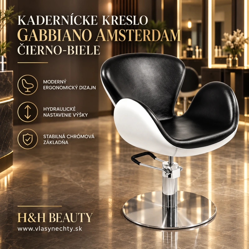 KADERNÍCKE KRESLO GABBIANO AMSTERDAM ČIERNO-BIELE