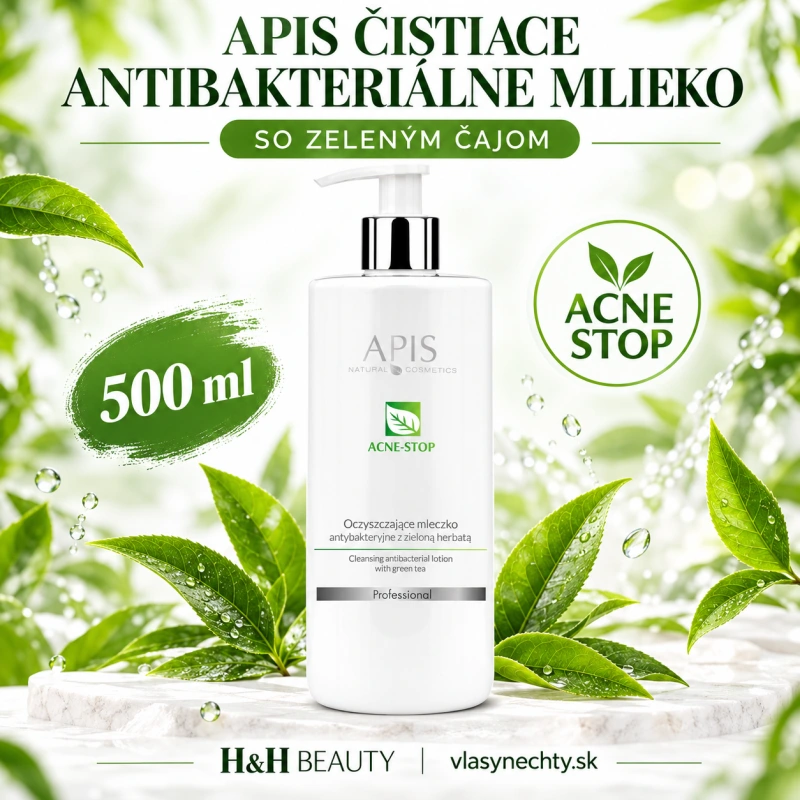 APIS ČISTIACE ANTIBAKTERIÁLNE MLIEKO SO ZELENÝM ČAJOM ACNE STOP 500ml