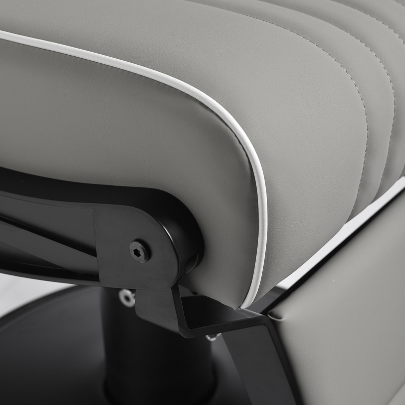 BARBERSKE KRESLO GABBIANO LEVI šedé s čiernym rámom a prešívaním na operadle 14